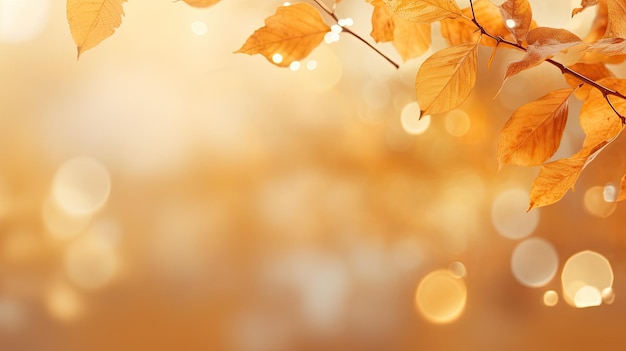 Herbstblätter im Hintergrund mit Bokeh-Effekt und Sonnenstrahlen