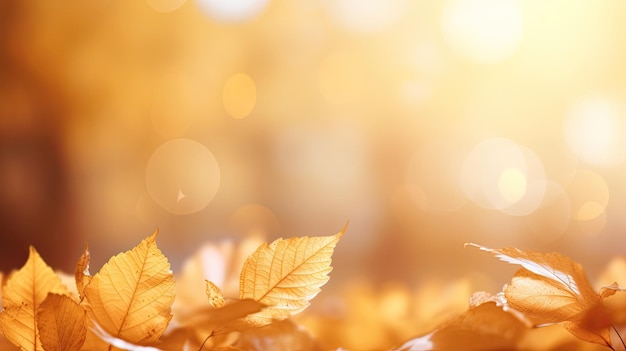 Herbstblätter im Hintergrund mit Bokeh-Effekt und Sonnenstrahlen