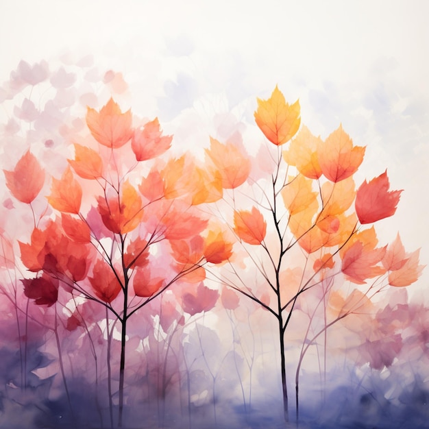 Herbstblätter in Aquarell-Pastel bilden einen wunderschönen künstlerischen Hintergrund für soziale Medien