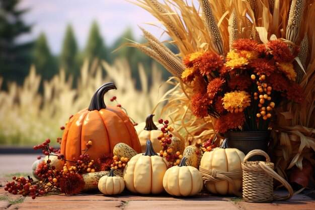 Herbstdekorationen und Herbstfarben sind während des Thanksgiving üblich