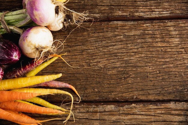 Foto herbsternte lag flach mit essen