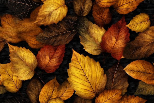 Herbstfarben Baumblätter auf schwarzem Hintergrund