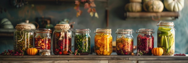 Herbstgurken auf Holzregalen ai erzeugt