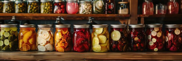 Herbstgurken auf Holzregalen ai erzeugt