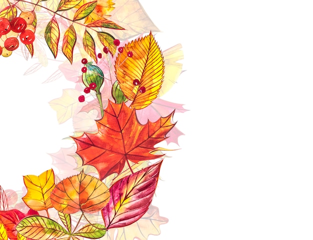 Herbsthintergrund. Saisonale Illustrationen. . Aquarellillustration.