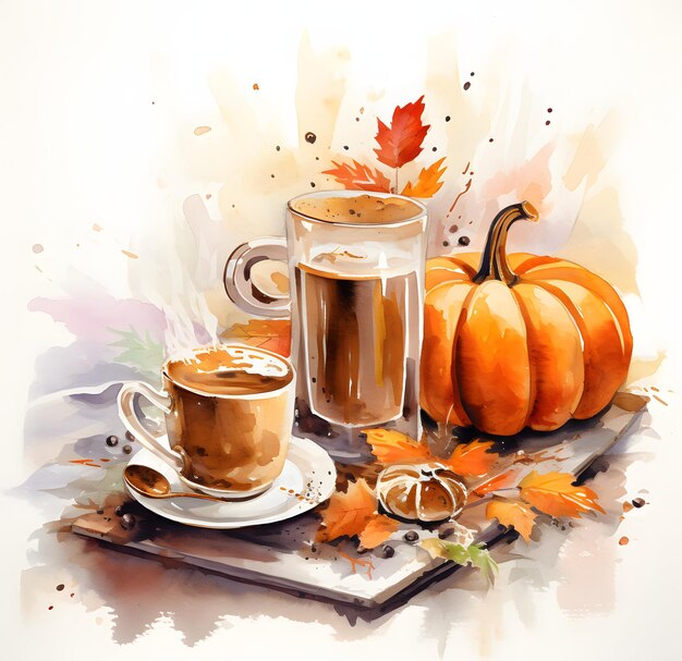 Herbstkaffee und Kürbis