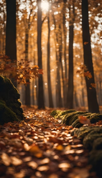 Herbstkupfer im Wald Tapete