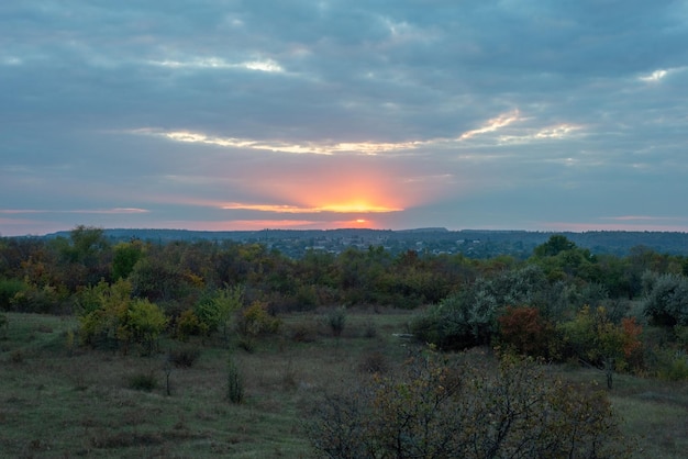 Herbstlandschaft Landschaft bewölkter Himmel Herbst Natur Textur