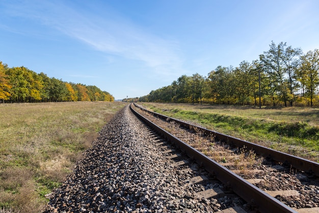 Herbstlandschaft mit Eisenbahn- und Eichenhain