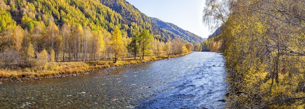 Herbstlandschaft mit Gebirgsfluss