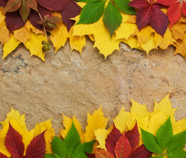 Herbstlaub auf Stein Hintergrund