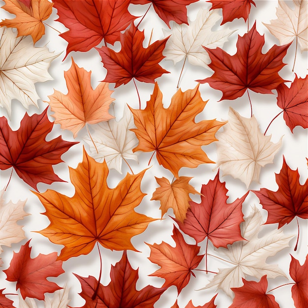 Herbstlaubmuster isolierter weißer abstrakter Naturhintergrund