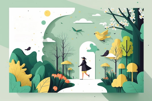 Herbstliche flache Illustration Hintergrundbanner Generative KI-Illustration