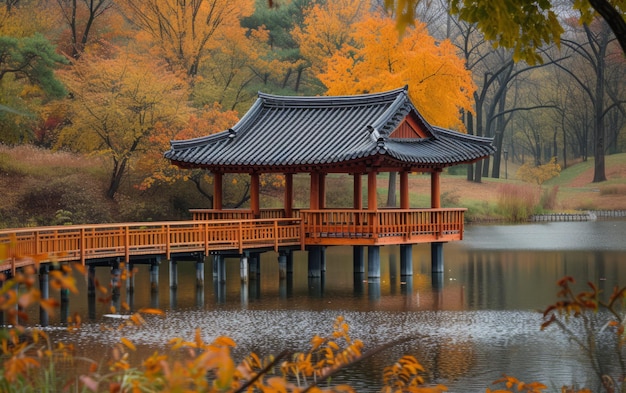 Herbstliche Ruhe in einem traditionellen Pavillon