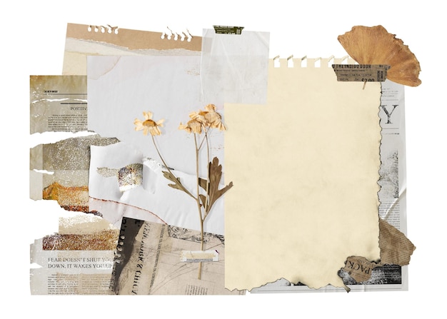 Herbstpapiercollage png-Aufkleber durchsichtiger Hintergrund