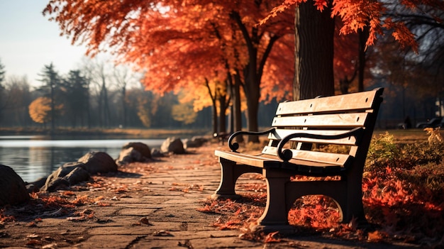 Herbstpark im Park und Bänke