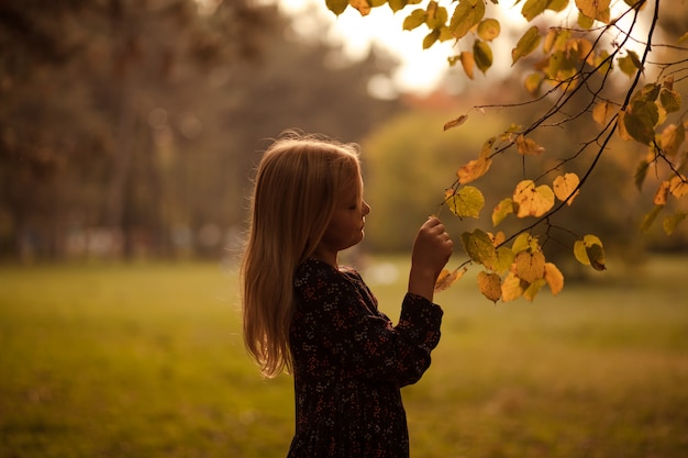 Herbstporträt eines kleinen Mädchens