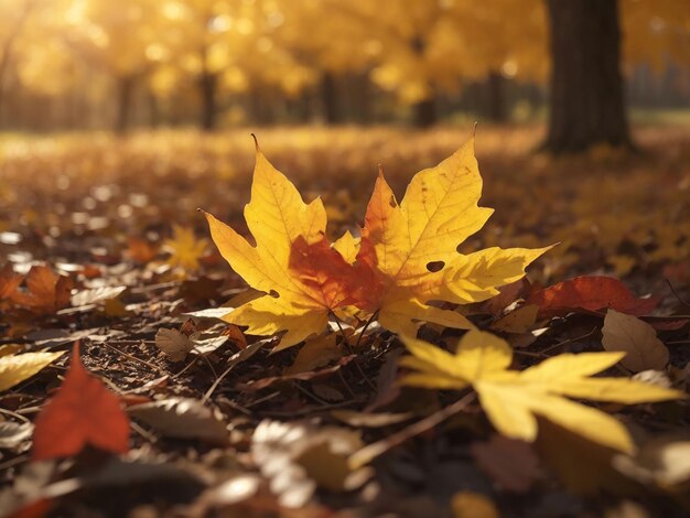 Herbstsaison Blätter Pflanzenszene generative KI