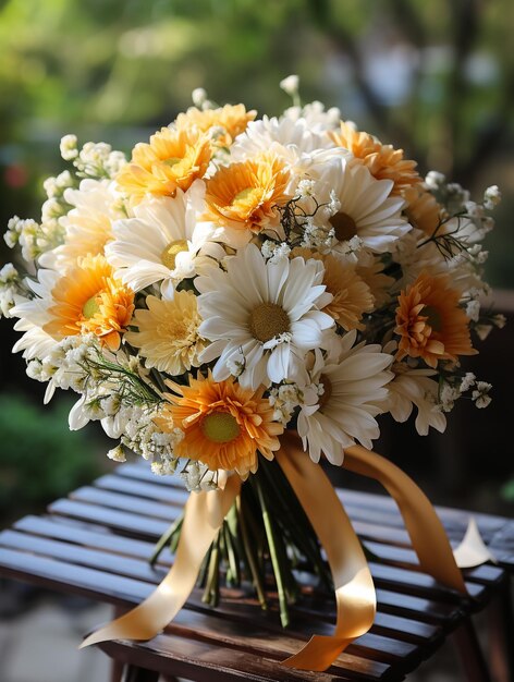 Herbststillleben mit Gartenblumen Schönes herbstliches Bouquet in Vase auf Holztisch Farbig