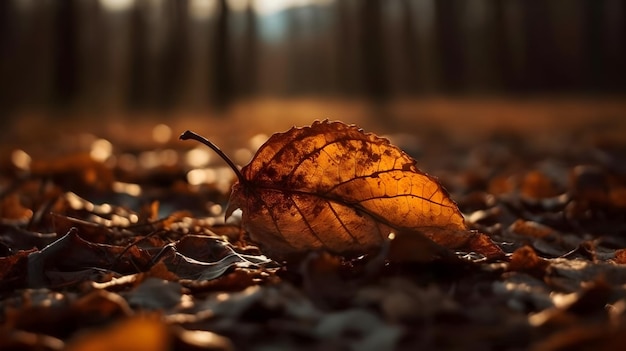 Herbstwald Erdige Makrofotografie trockener Blätter und selektiver Fokus auf Blätter