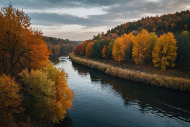 Herbstzeit entlang des Flusses