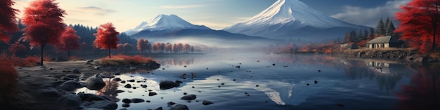 Foto herbstzeit und fuji-berg