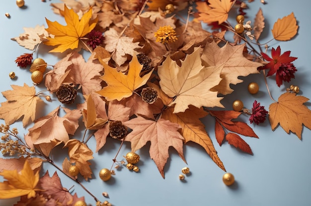 Herbstzusammensetzung trockener Herbstblätter ai generativ