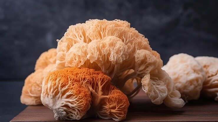 Hericium erinaceus sobre fondo blanco Generativo Ai