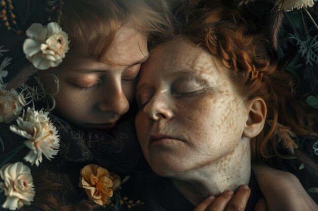 Foto las hermanas gemelas celebran el día de la madre con regalos hechos a mano