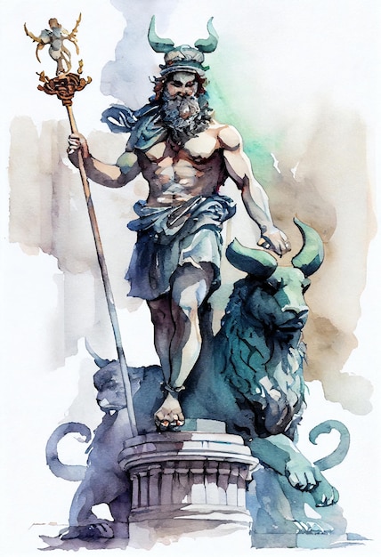 Hermes dios del comercio mitos leyenda dios griego criatura acuarela impresión de alta calidad
