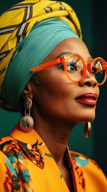 Hermosa anciana africana con gafas