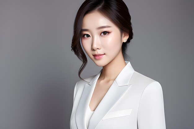 Hermosa apariencia de mujer coreana con buen maquillaje.