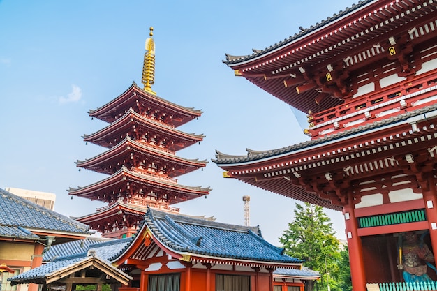 Hermosa arquitectura construyendo el templo sensoji