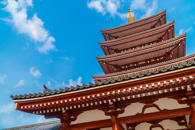 Hermosa arquitectura construyendo el templo sensoji