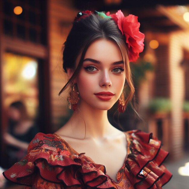 Foto una hermosa bailarina de flamenco de españa