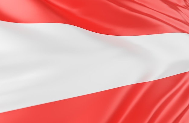 Hermosa bandera de Austria cerca de la onda en el fondo de la bandera con espacio de copia., Modelo 3d e ilustración.