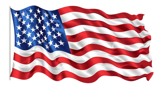 Una hermosa bandera estadounidense ondeando La bandera está soplando en el viento y tiene una textura realista detallada Los colores son vibrantes y brillantes