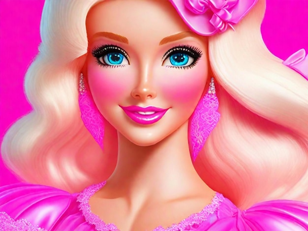 hermosa barbie en rosa