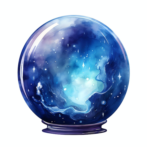 hermosa bola de cristal fantasía acuarela cuento de hadas clipart ilustración