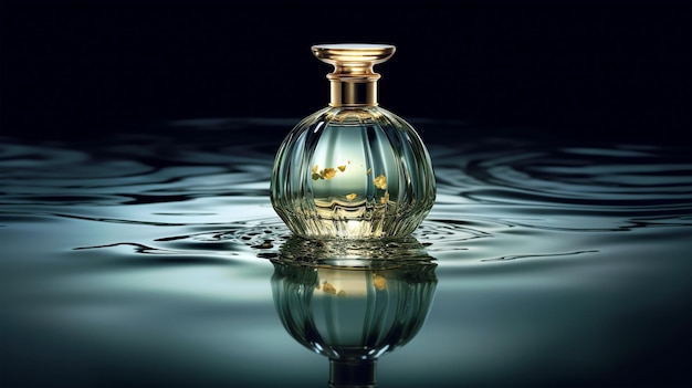 Hermosa botella de perfume sobre un fondo oscuro el concepto de belleza AI generado