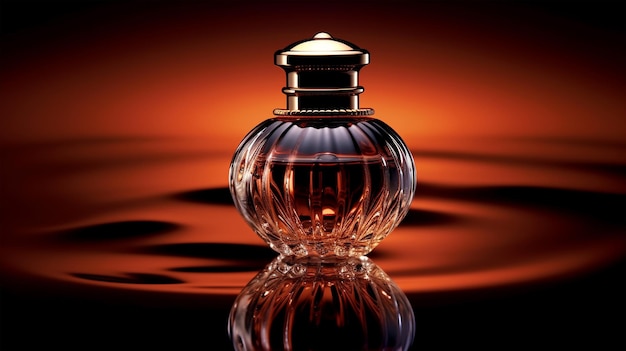 Hermosa botella de perfume sobre un fondo oscuro el concepto de belleza AI generado