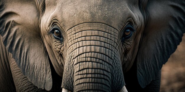 La hermosa cabeza de un elefante en estrecho acercamiento vertical en la naturaleza