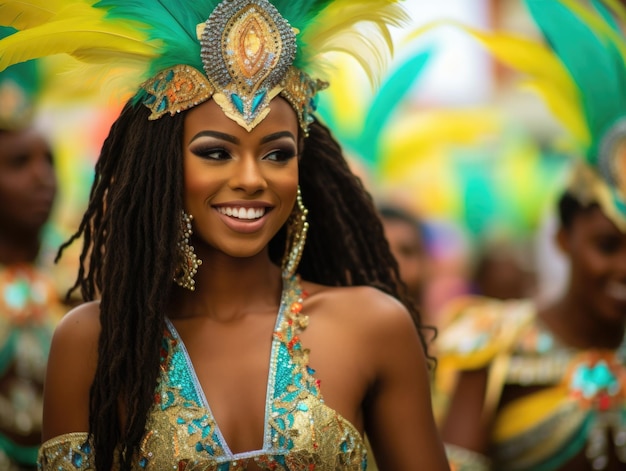 Hermosa y caliente chica de 21 años con un elaborado disfraz en la banda de  carnaval de brasil.