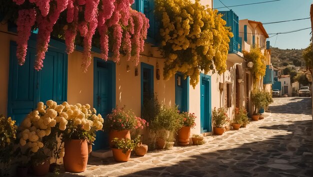 Hermosa calle de Grecia día de verano