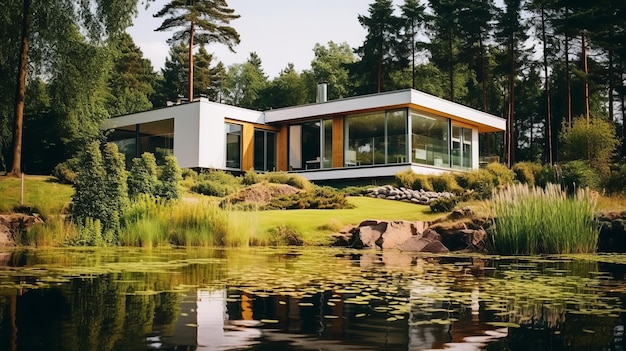 Hermosa casa moderna Ilustración AI GenerativexA