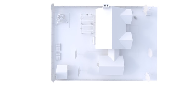 Hermosa casa moderna. Skech de diseño de cabaña. Ilustración 3D.
