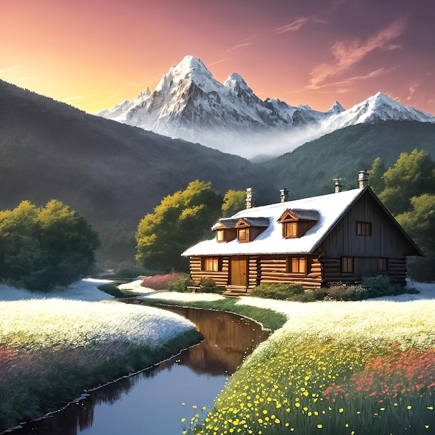 Hermosa casa a orillas de rio y montaña