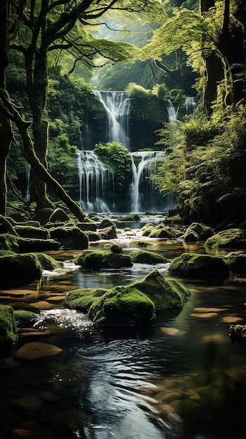 una hermosa cascada con agua clara