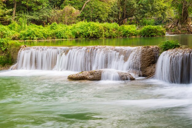 Hermosa cascada en el bosque en Tailandia