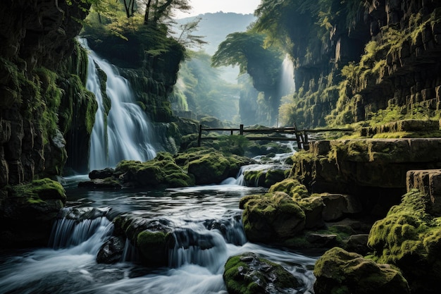 hermosa cascada paisaje pacífico fotografía profesional